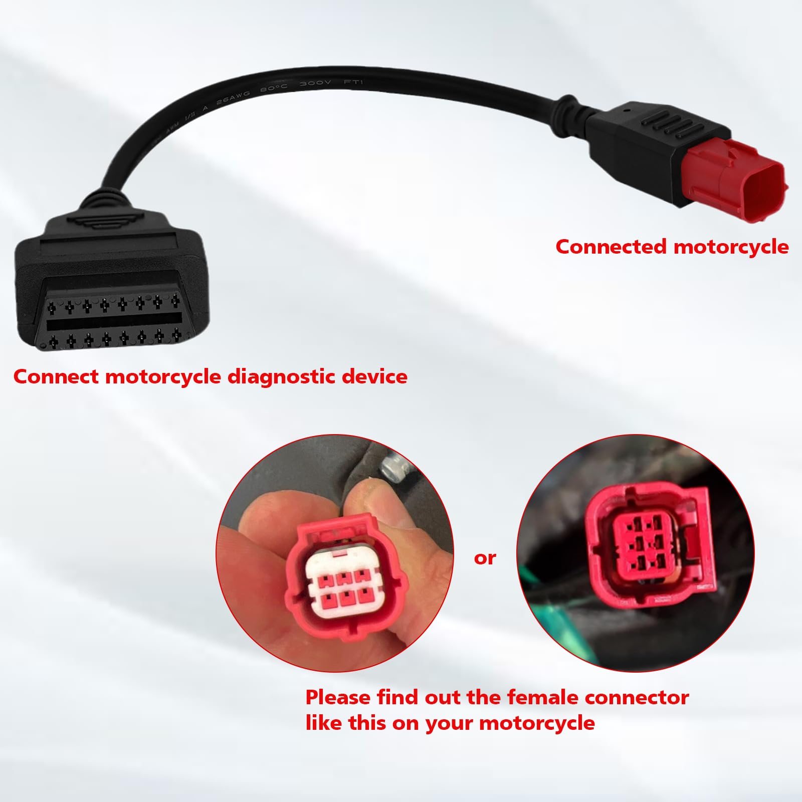 AMHTDOL OBD2 adapter cable shows CAN bus and K-Line support for diagnostics.