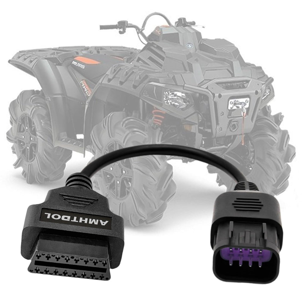 AMHTDOL OBD2 adapter connects Polaris 8-pin to 16-pin for quick diagnostics.