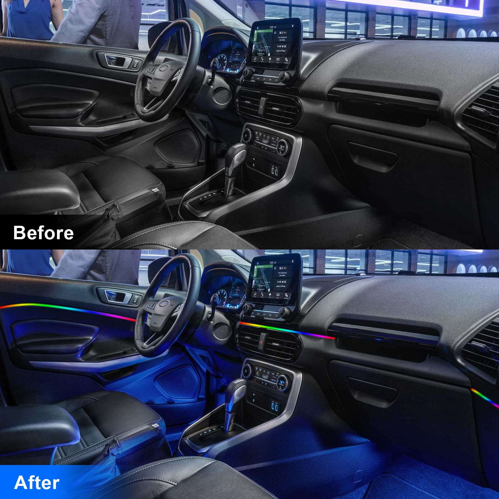 AMKI hidden foot light wiring keeps car floors tidy and stylish.