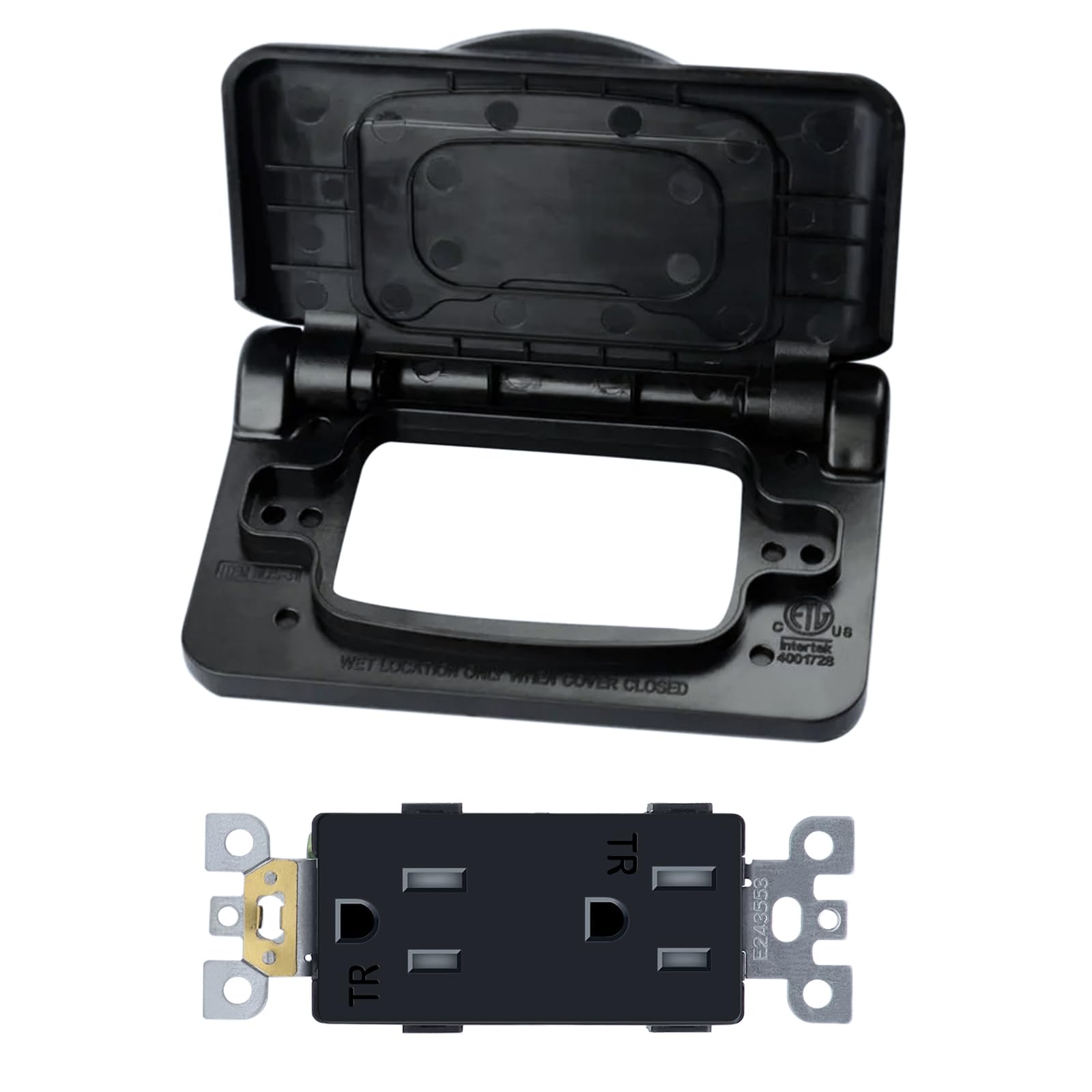 AMOMD horizontal mount receptacle fits flush in compact wiring spaces.