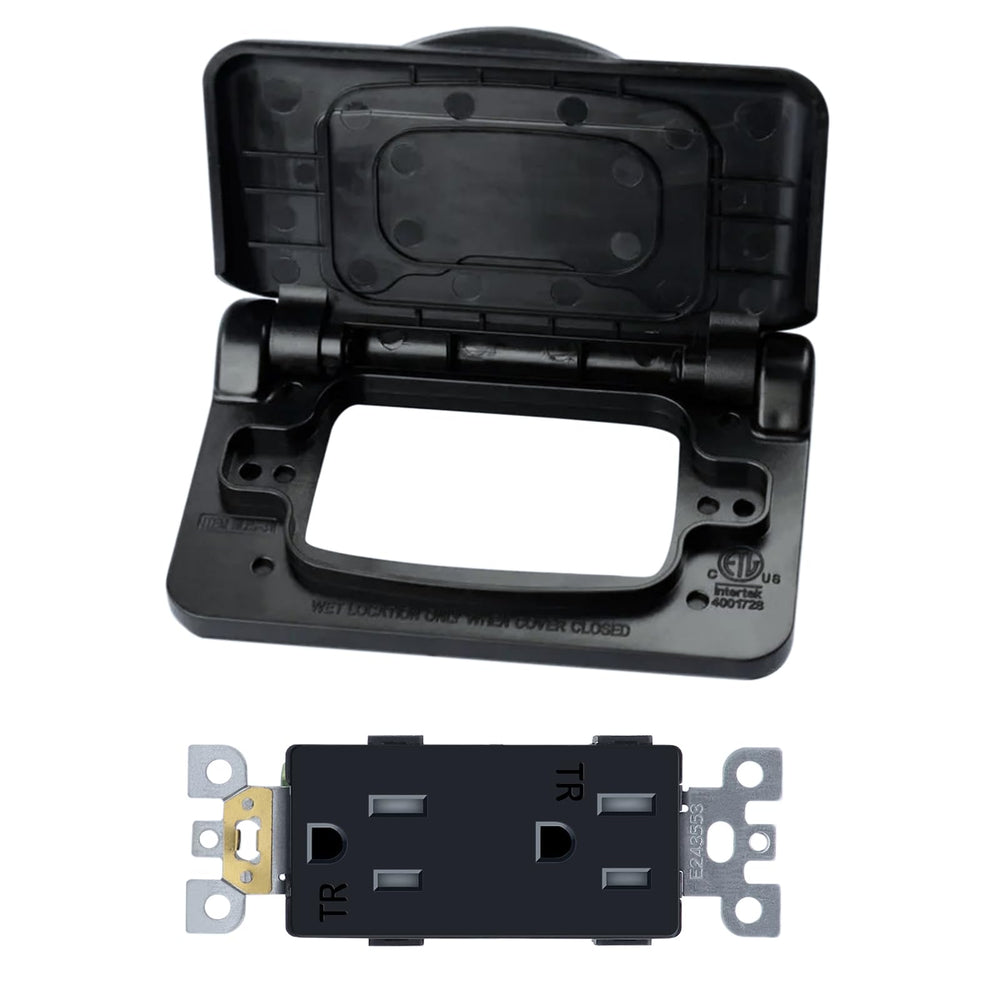 AMOMD horizontal mount receptacle fits flush in compact wiring spaces.