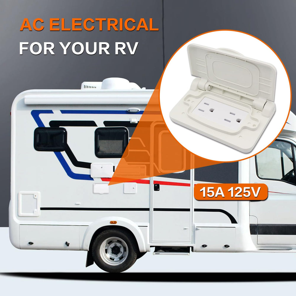 AMOMD Weatherproof RV outlet ideal for outdoor camping and trailer power needs.