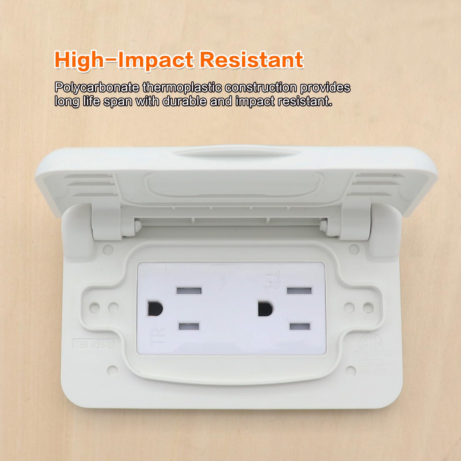 AMOMD Weatherproof RV outlet spring-loaded cover protects against rain and dust.