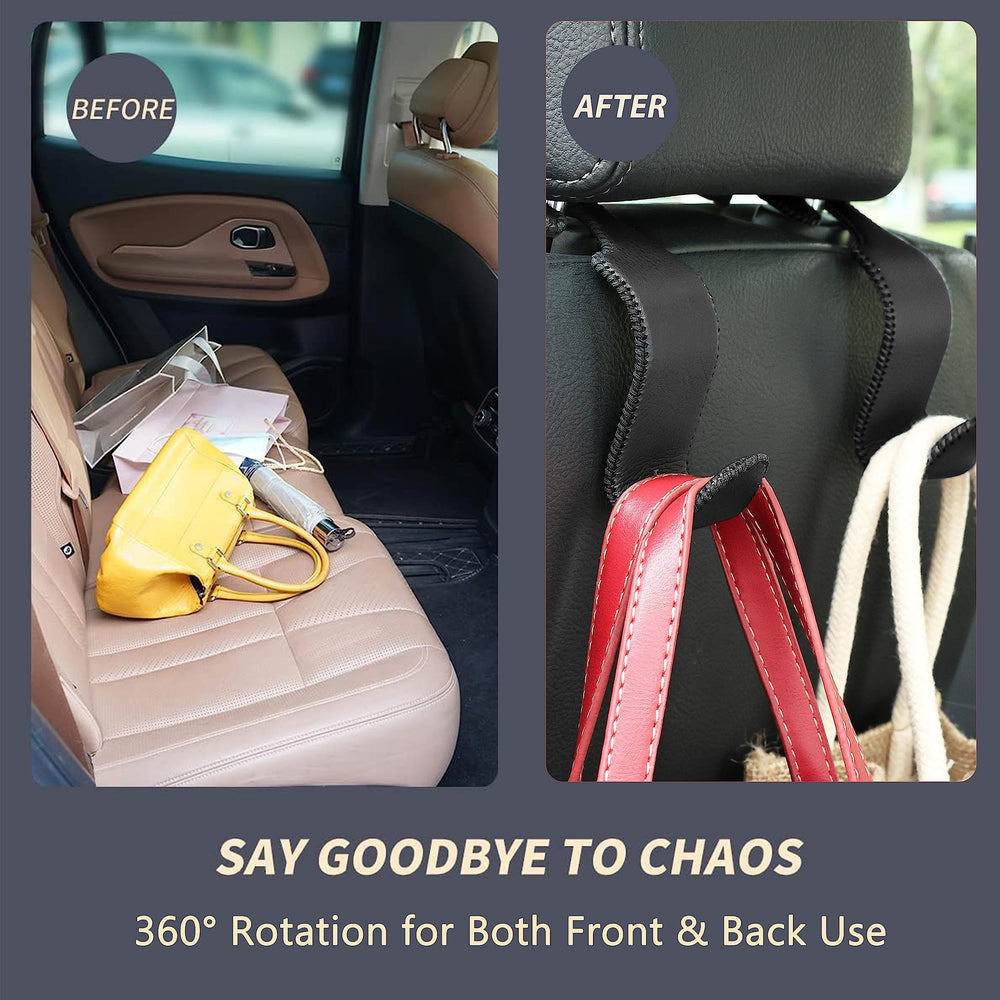 Amooca headrest hook supports up to 55 lb for bags and coats.