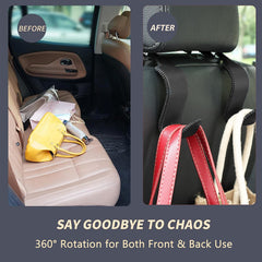 Amooca headrest hook supports up to 55 lb for bags and coats.