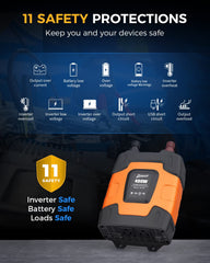 Ampeak 400W inverter top panel demonstrates easy access to power on the move