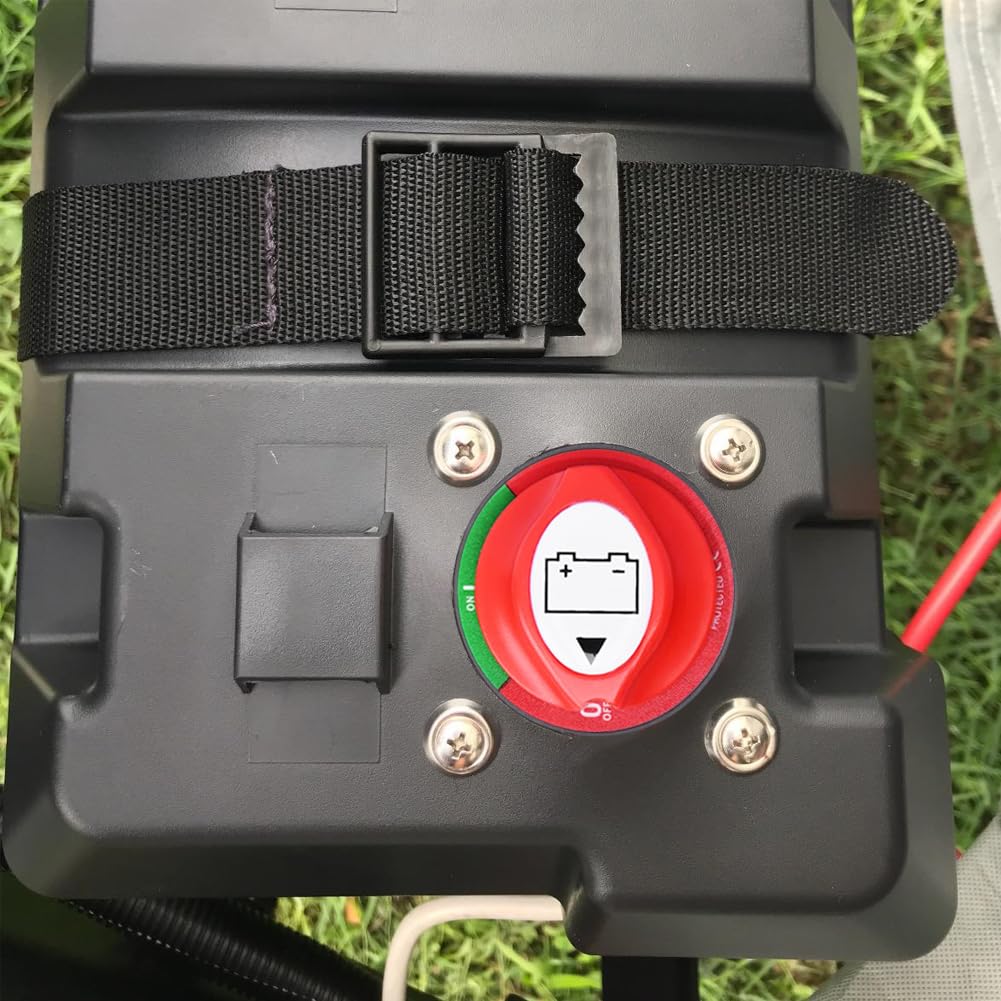 Ampper battery switch in on/off position enables fast power control.