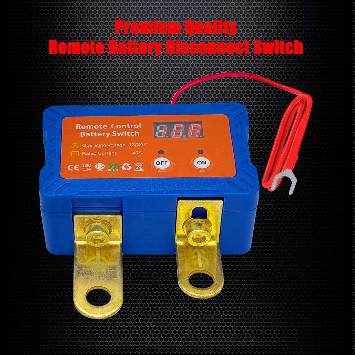 Ampper device features manual on/off button for quick status at a glance.