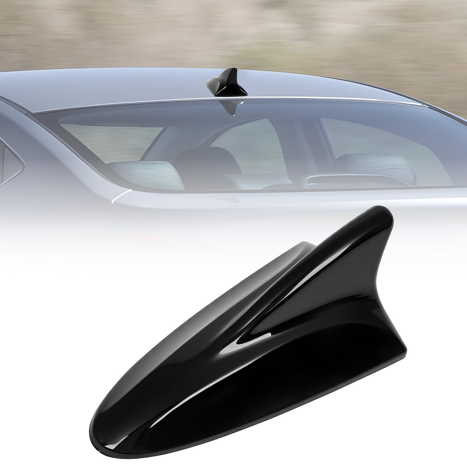 AMSPrac shark fin antenna cover on Elantra MD 2011-2016 with glossy black finish.