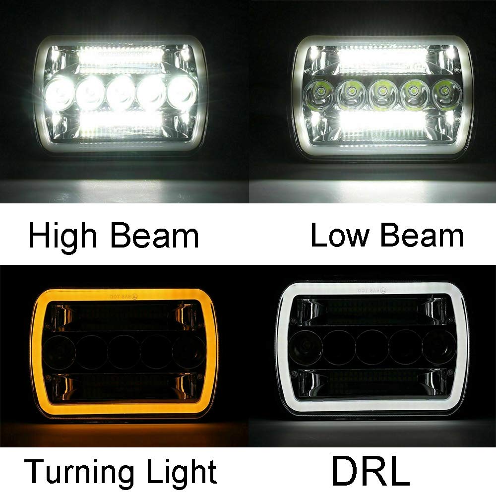 AMUNIESUN headlights showing high and low beam patterns for versatility