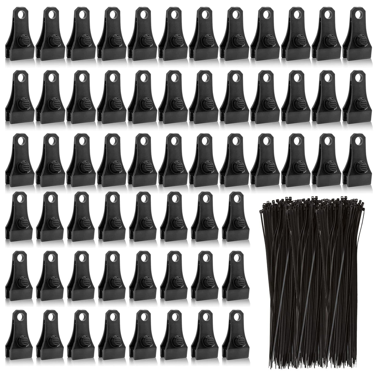 AMURS tarp clips close-up of six-row teeth for secure grip on tarps