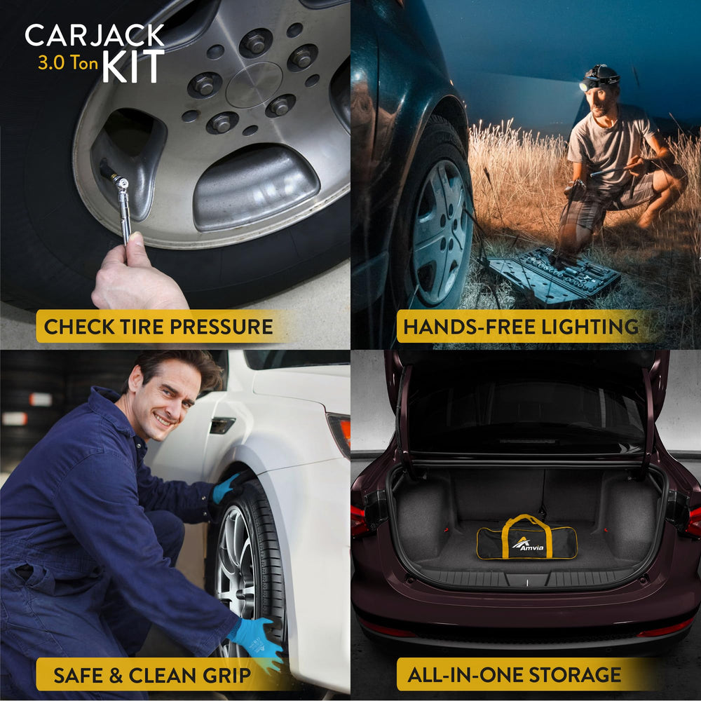 AMVIA work gloves protect hands while lifting and wrenching on the roadside