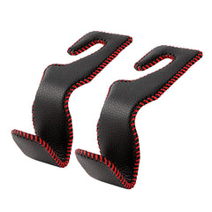 AMVOYOA car headrest hook front view with two-pack leather finish for tidy space