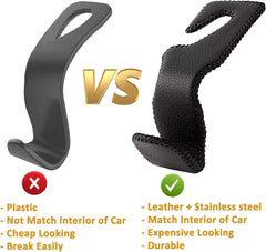 AMVOYOA headrest hooks black leather helps hang coats within reach
