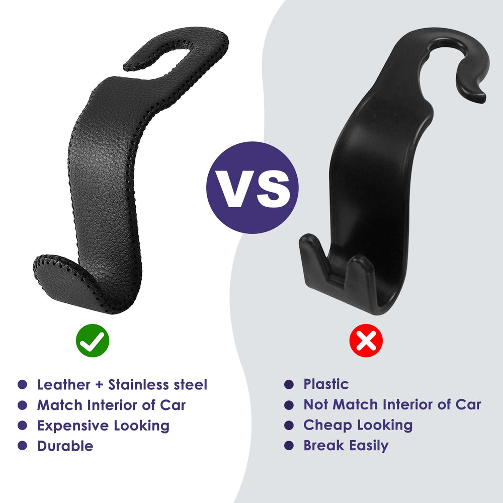 AMVOYOA leather car seat hooks close up stitching highlights craftsmanship
