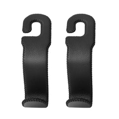 AMVOYOA leather car seat hooks front view showing premium wrap for organized space