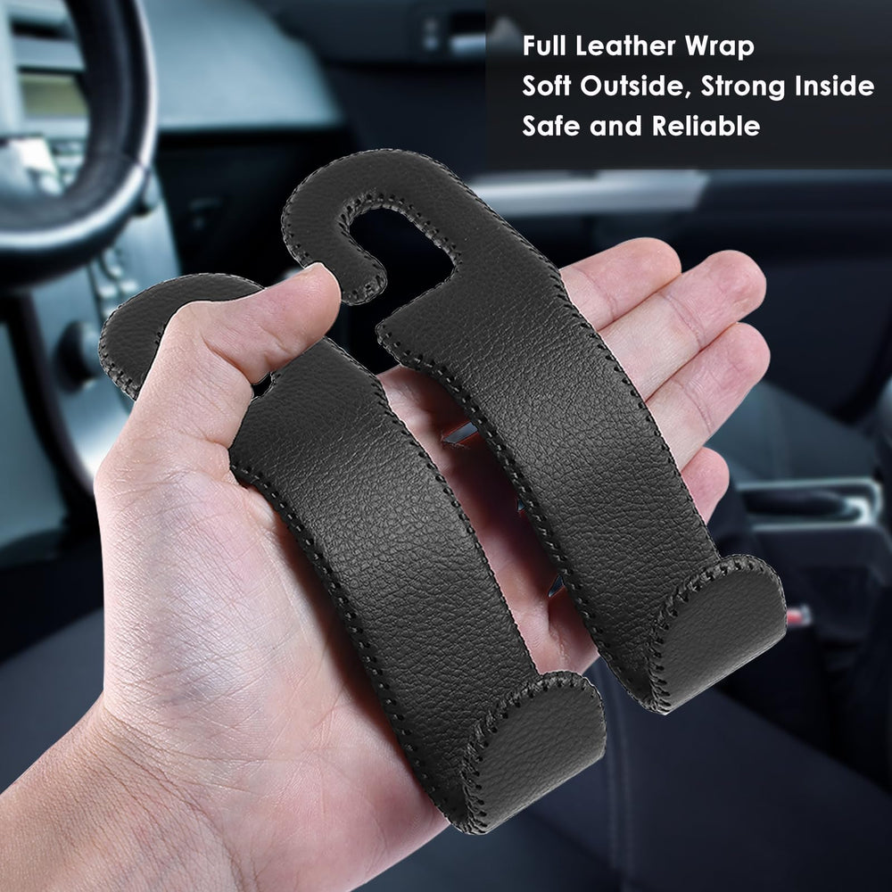 AMVOYOA leather car seat hooks metal core detail reflects durability