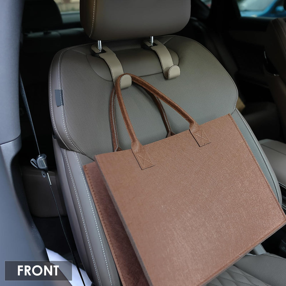 AMVOYOA leather purse hook for car beige: secure bags within reach.