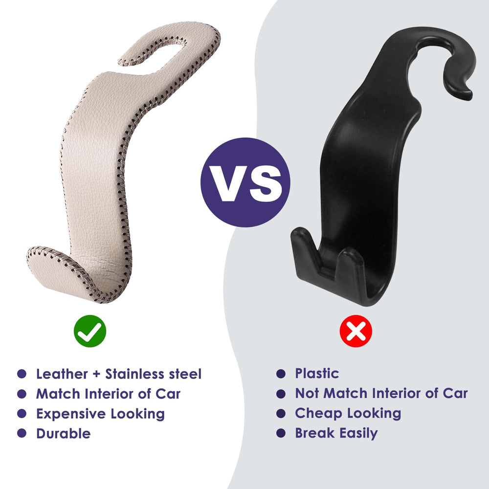 AMVOYOA back seat organizer hook beige: maximize car storage space.