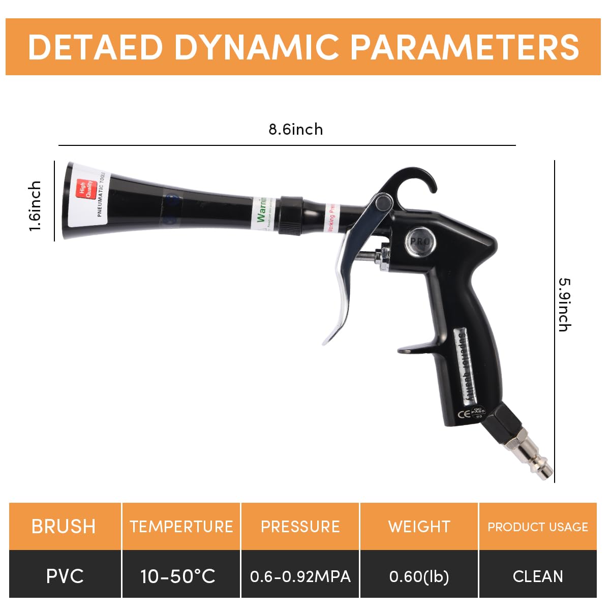Ergonomic handle of the ANABIUP Tornado gun for comfortable extended use.