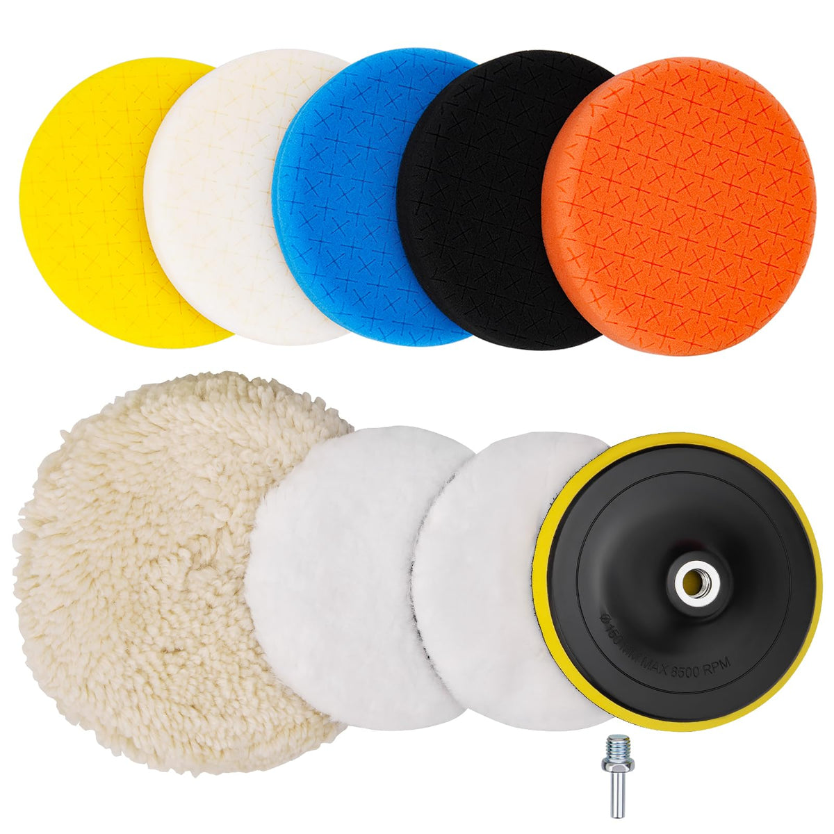 ANAHAF 6-inch buffing pads set for fast, scratch-free vehicle polishing.