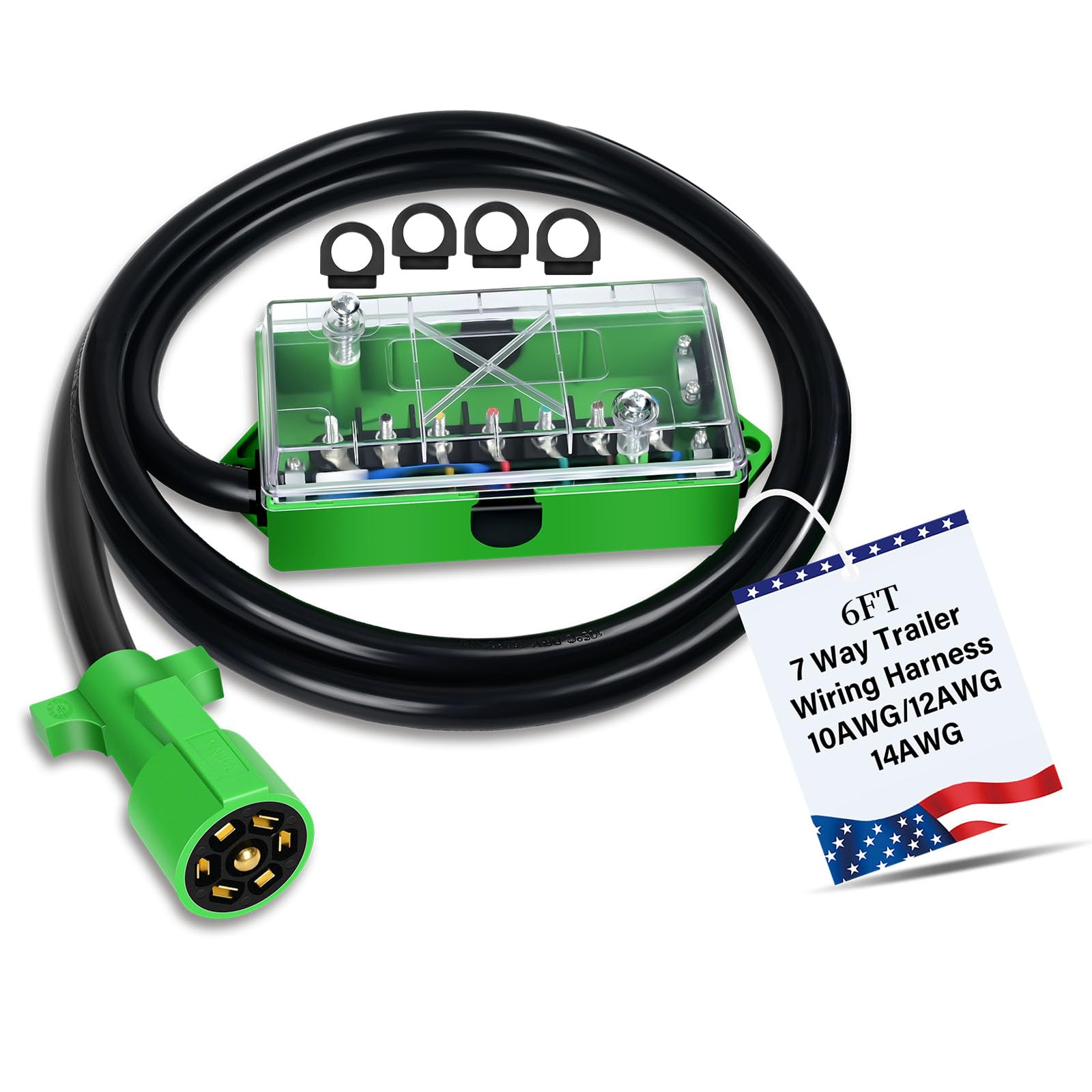Anayguto 6 ft pure copper 7-pin wiring harness, showing strong conductivity for reliable towing signals