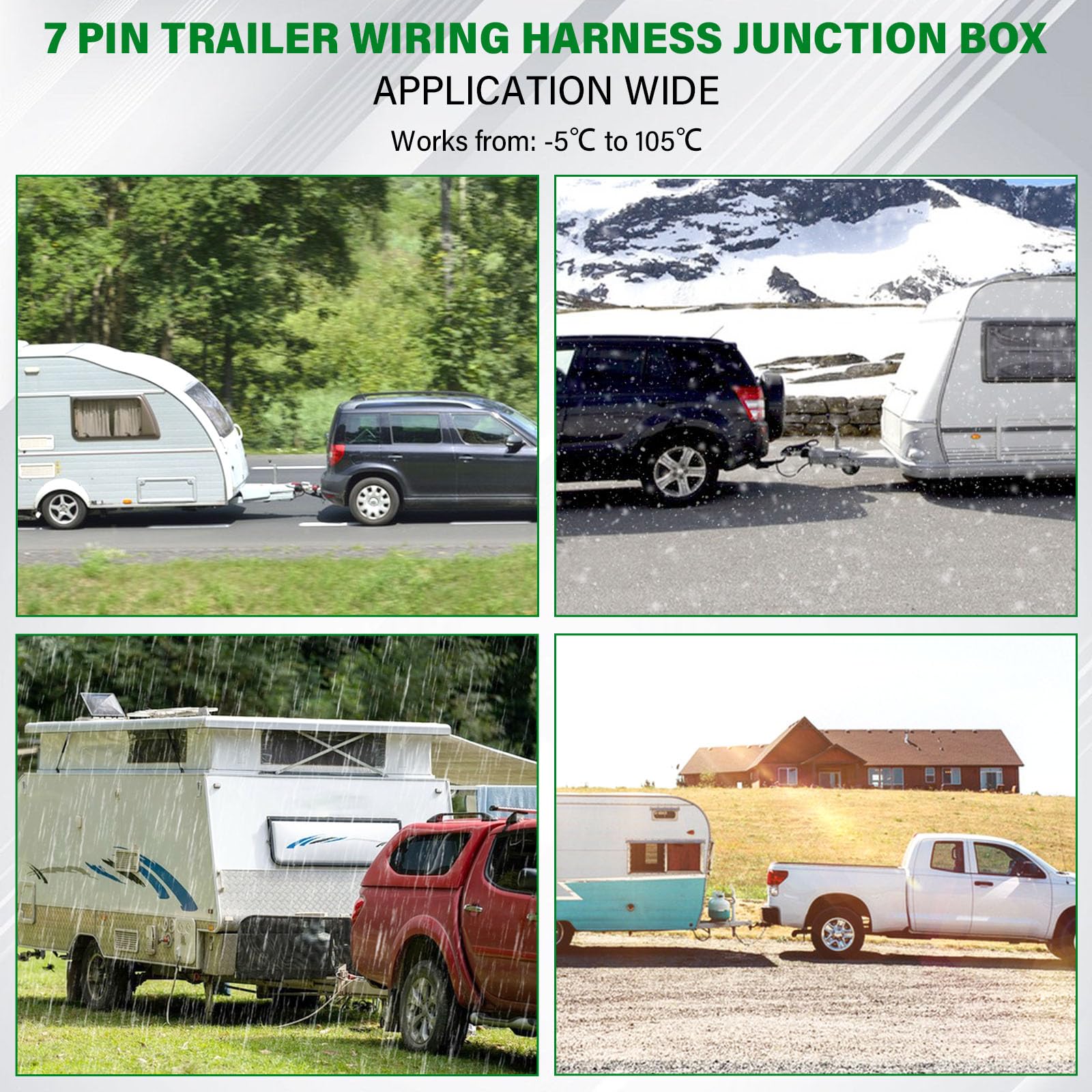 Anayguto 6 feet cord provides flexible routing for trailers, RVs, and towed vehicles