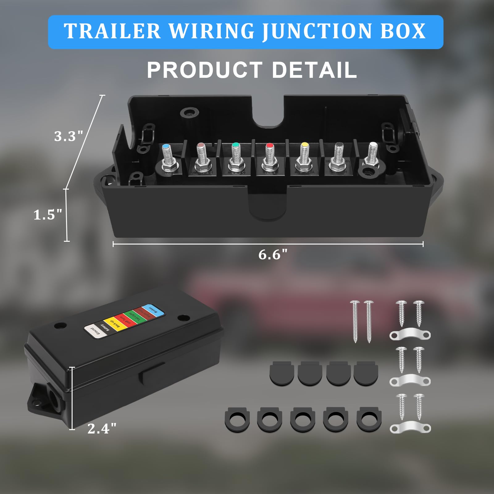 Anayguto weatherproof 7-way box protects connections in rain and dust.
