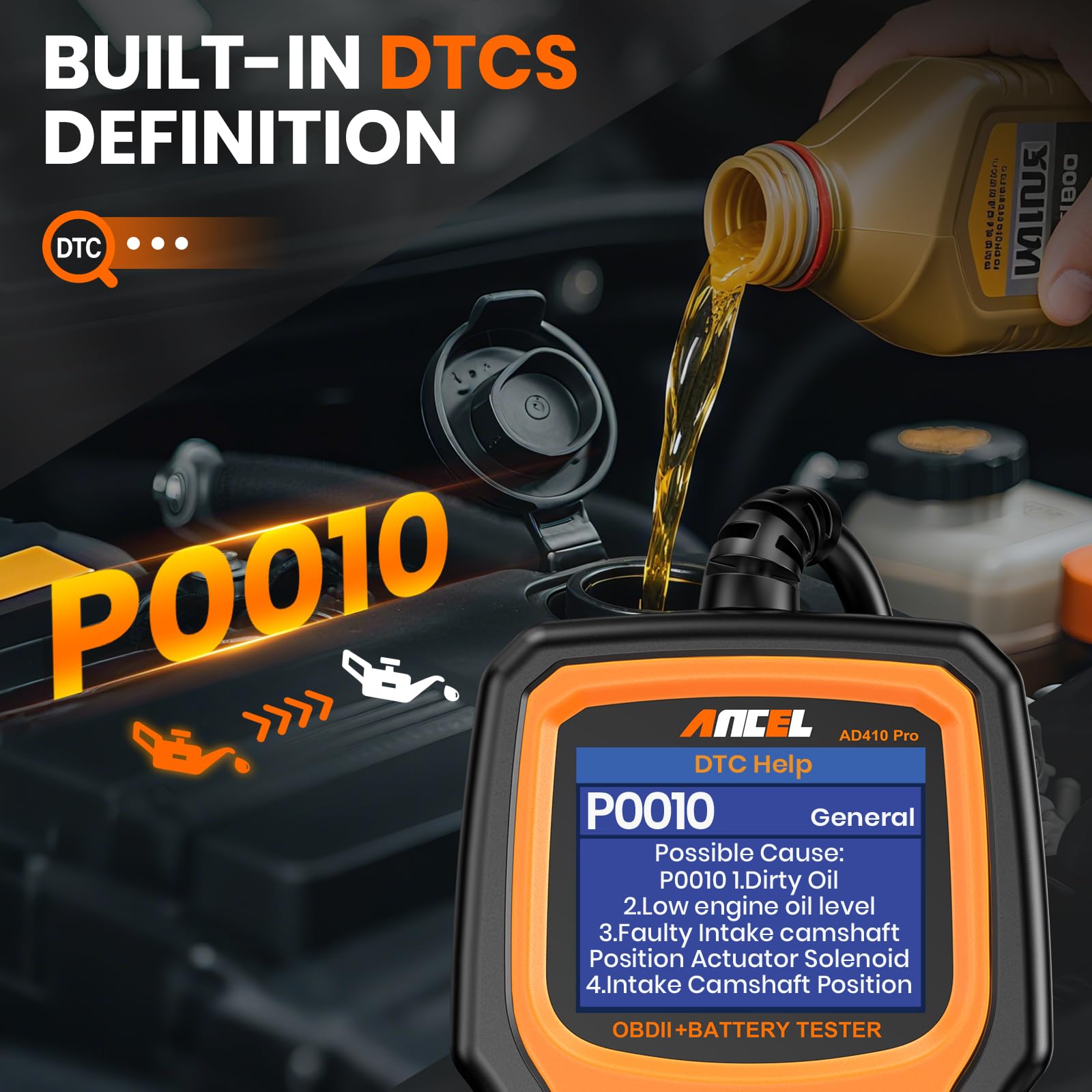 ANCEL AD410 PRO battery health test identifies weak battery early
