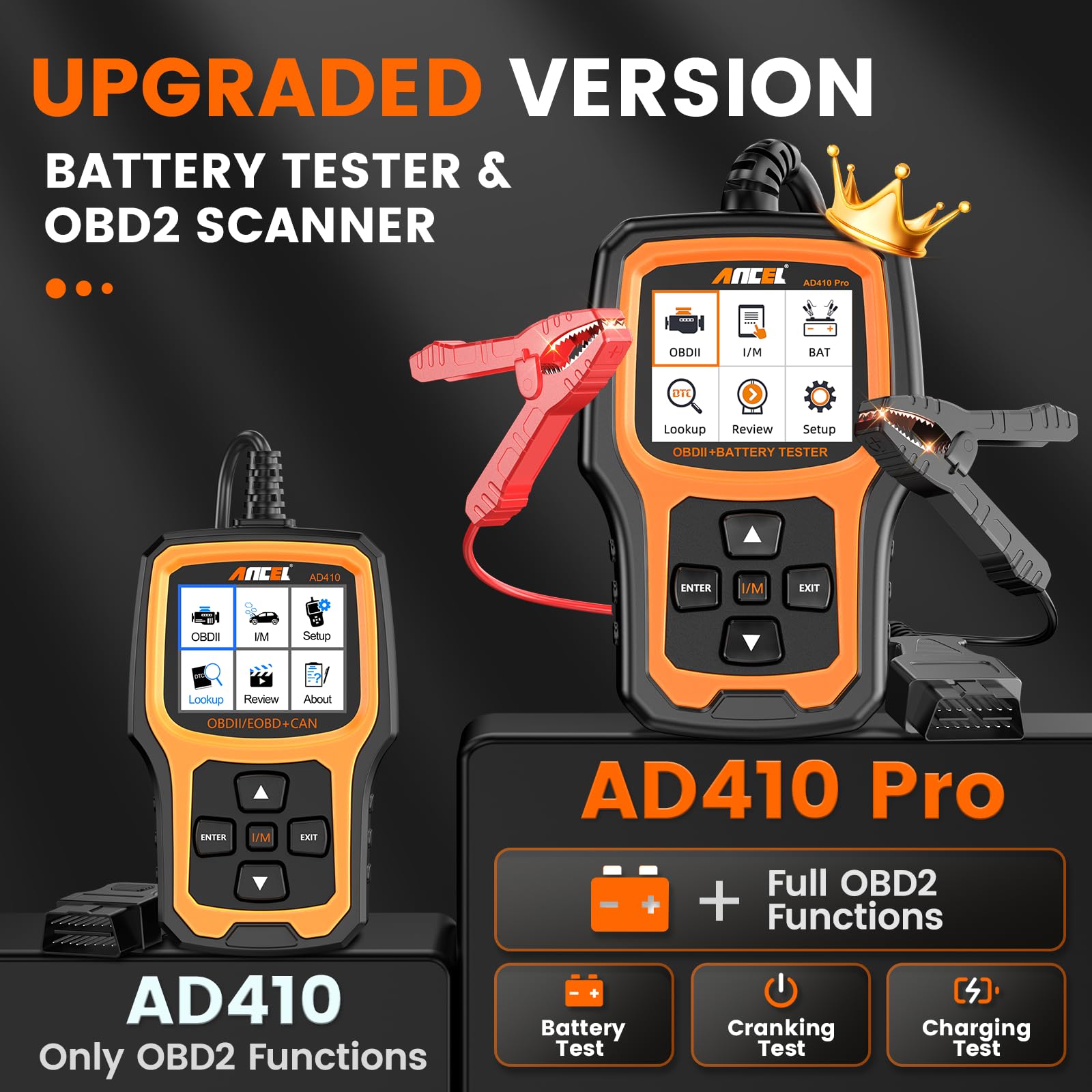 ANCEL AD410 PRO OBD2 scanner screen shows clear results even in bright light