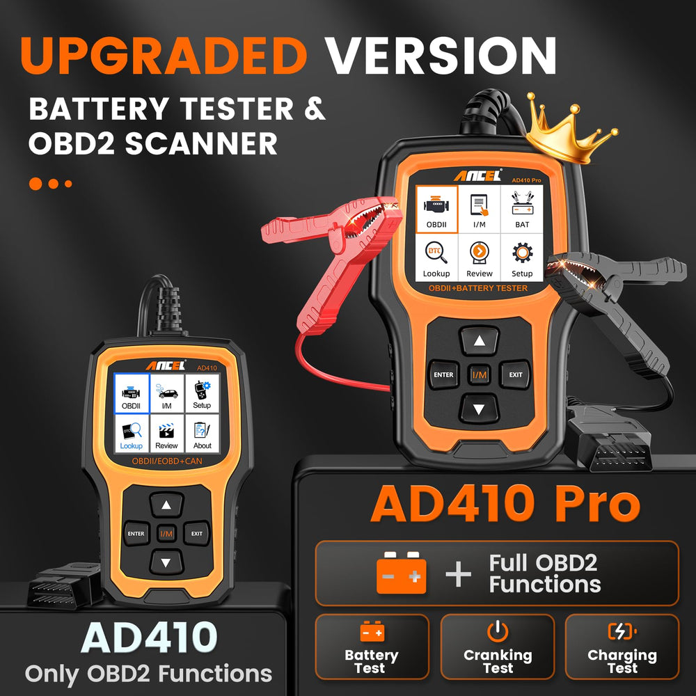 ANCEL AD410 PRO OBD2 scanner screen shows clear results even in bright light