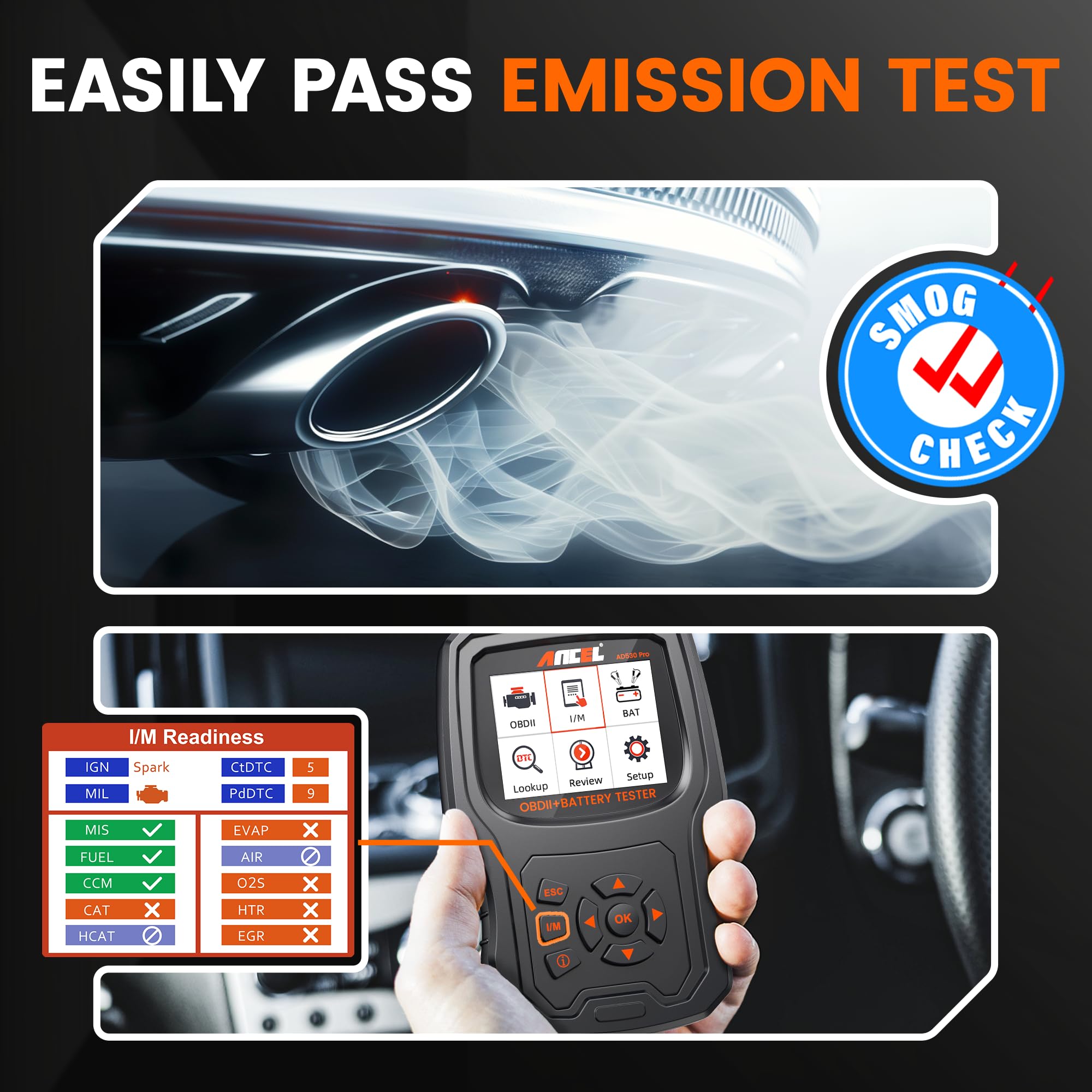 ANCEL AD530 PRO 36% larger screen makes readings easier