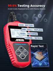 ANCEL BA101 protection circuit guards against reverse polarity and overcurrent during testing
