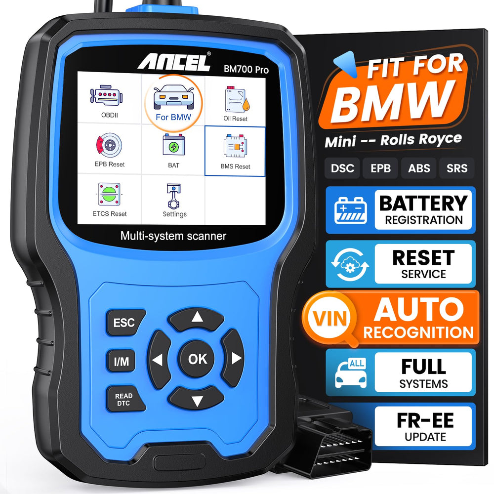 ANCEL BM700 PRO BMW scanner offers full diagnostic coverage for BMW, Mini, and Rolls-Royce.