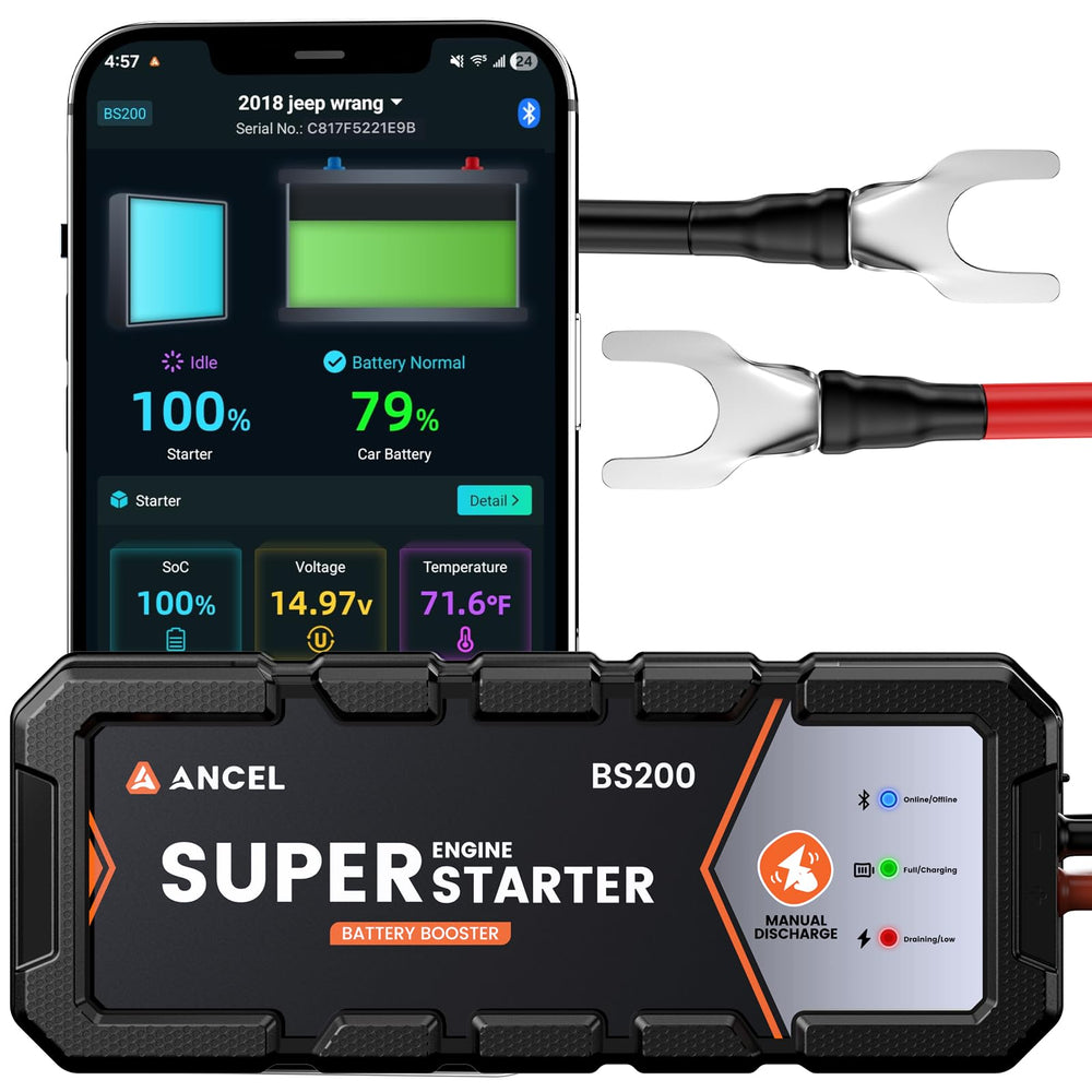 ANCEL BS200 front view highlights compact jump start readiness for your vehicle