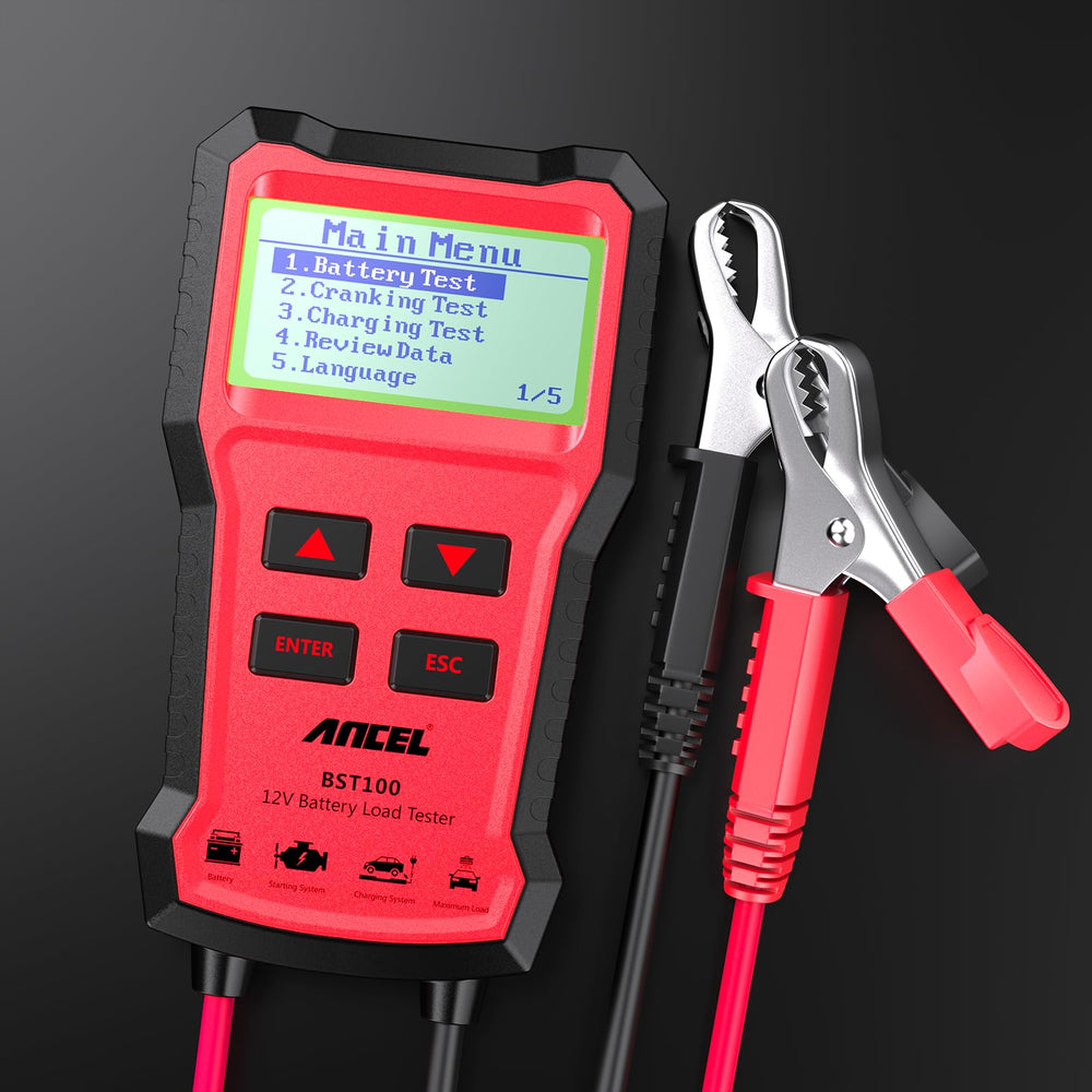 ANCEL BST100 in-use in a garage for quick diagnostics.