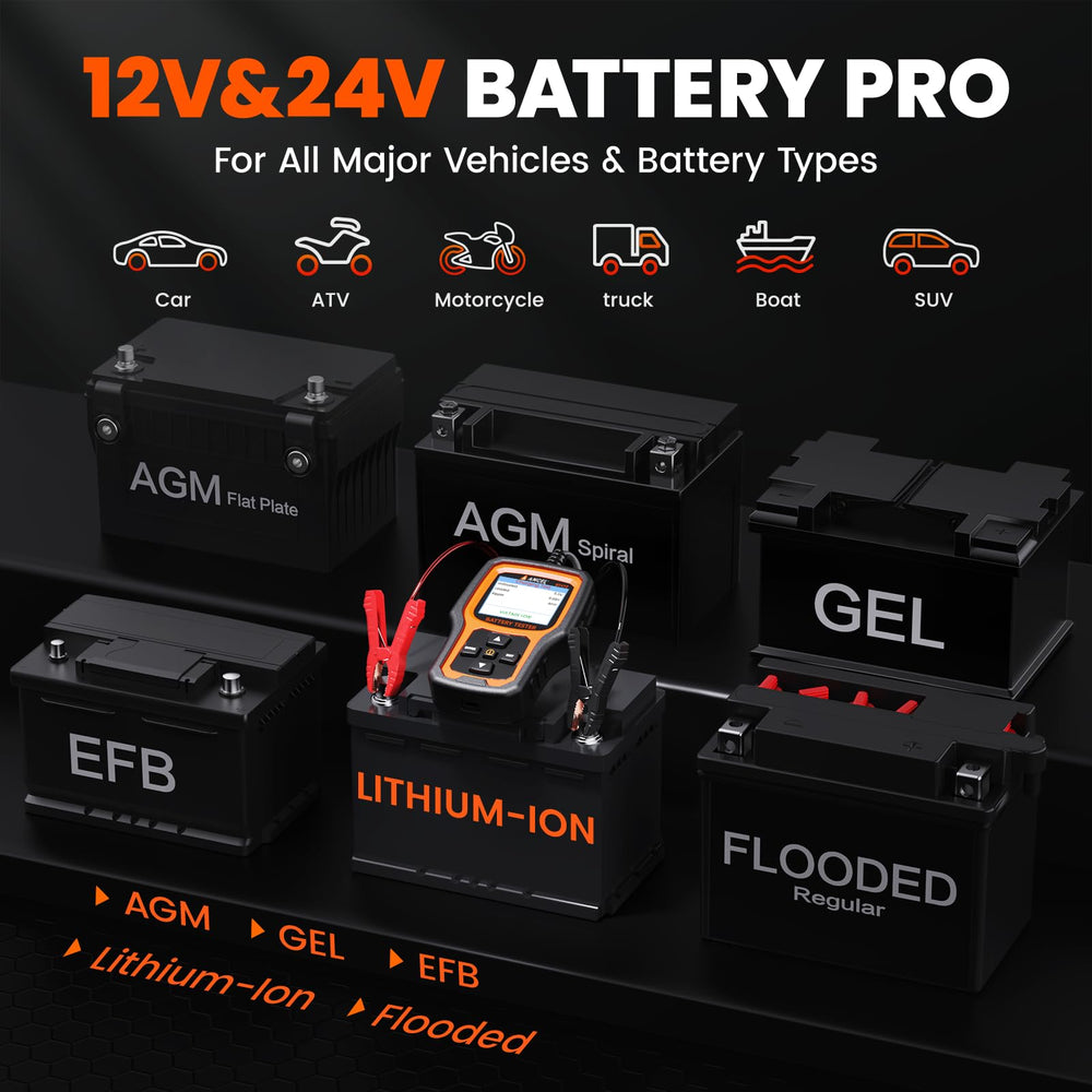 BT410 display shows color test results for quick battery health decisions