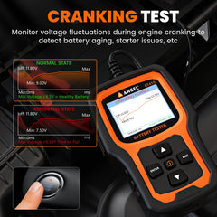 Cranking and charging test visuals help identify weak components