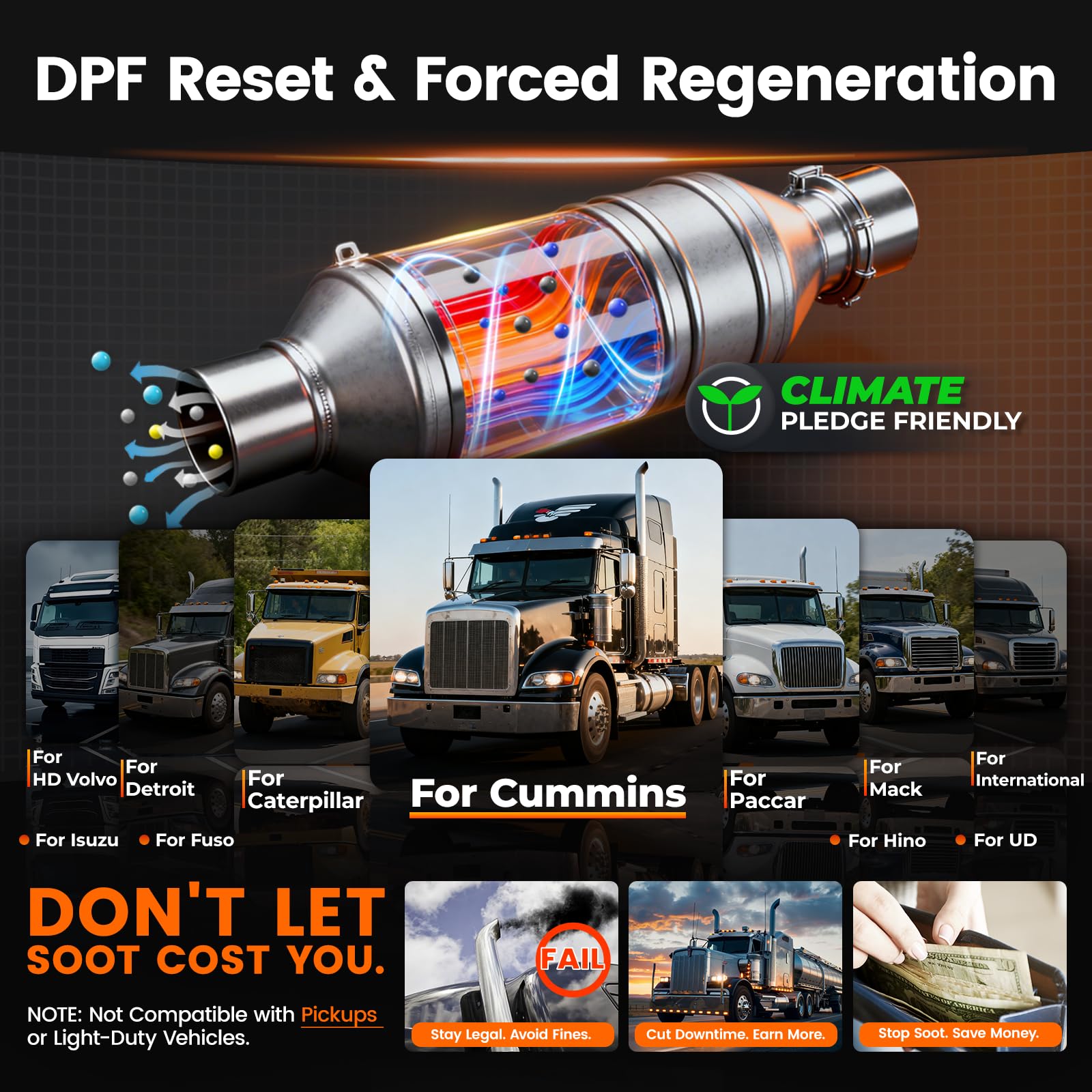 ANCEL HD7000 Elite shows DPF regen steps with clear in-cab guidance.