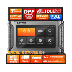ANCEL HD7000 Elite front display showing parked DPF regen steps for quick maintenance.