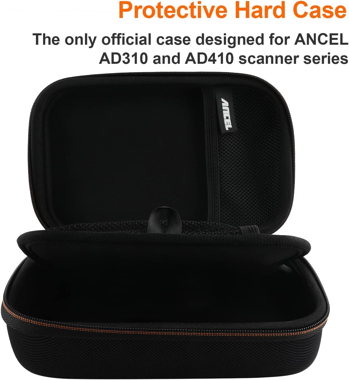 ANCEL open case interior showing organized compartments and device protection
