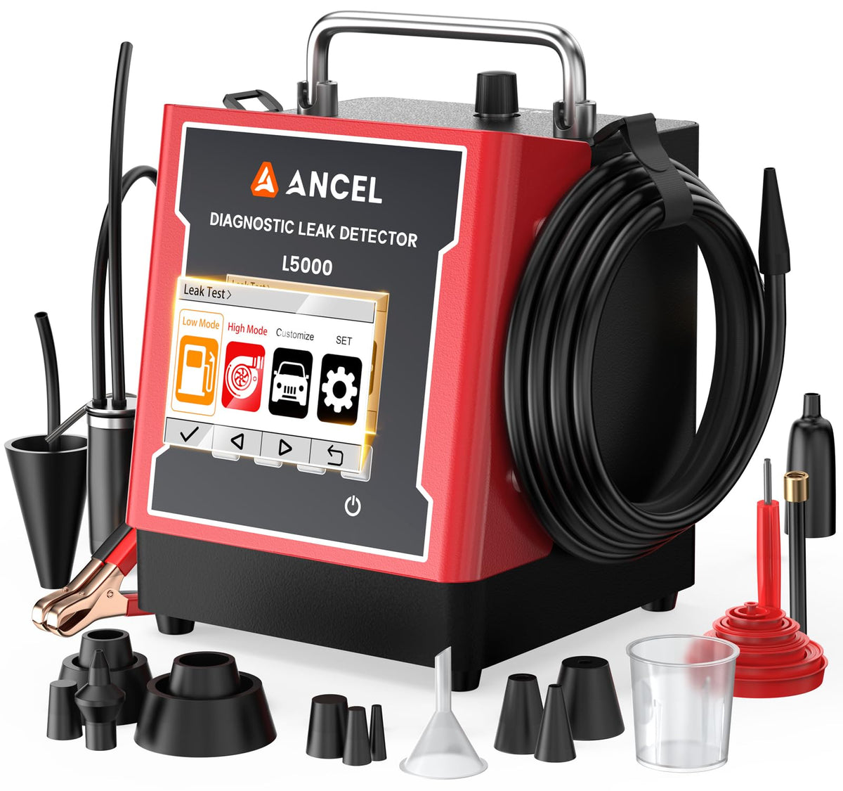 ANCEL L5000 front view with compact metal body ideal for shop use.
