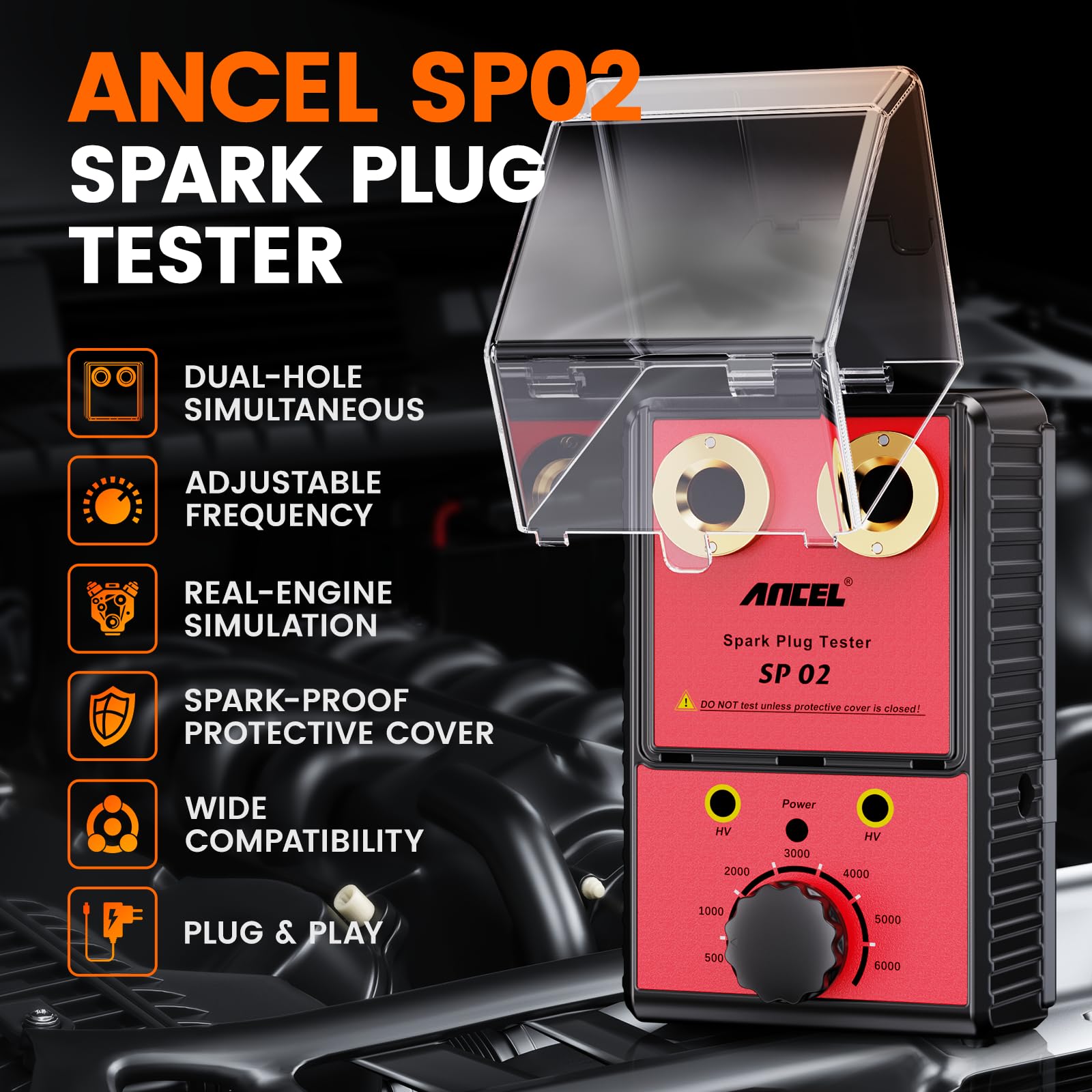ANCEL SP02 knob-adjustment demonstrates RPM control