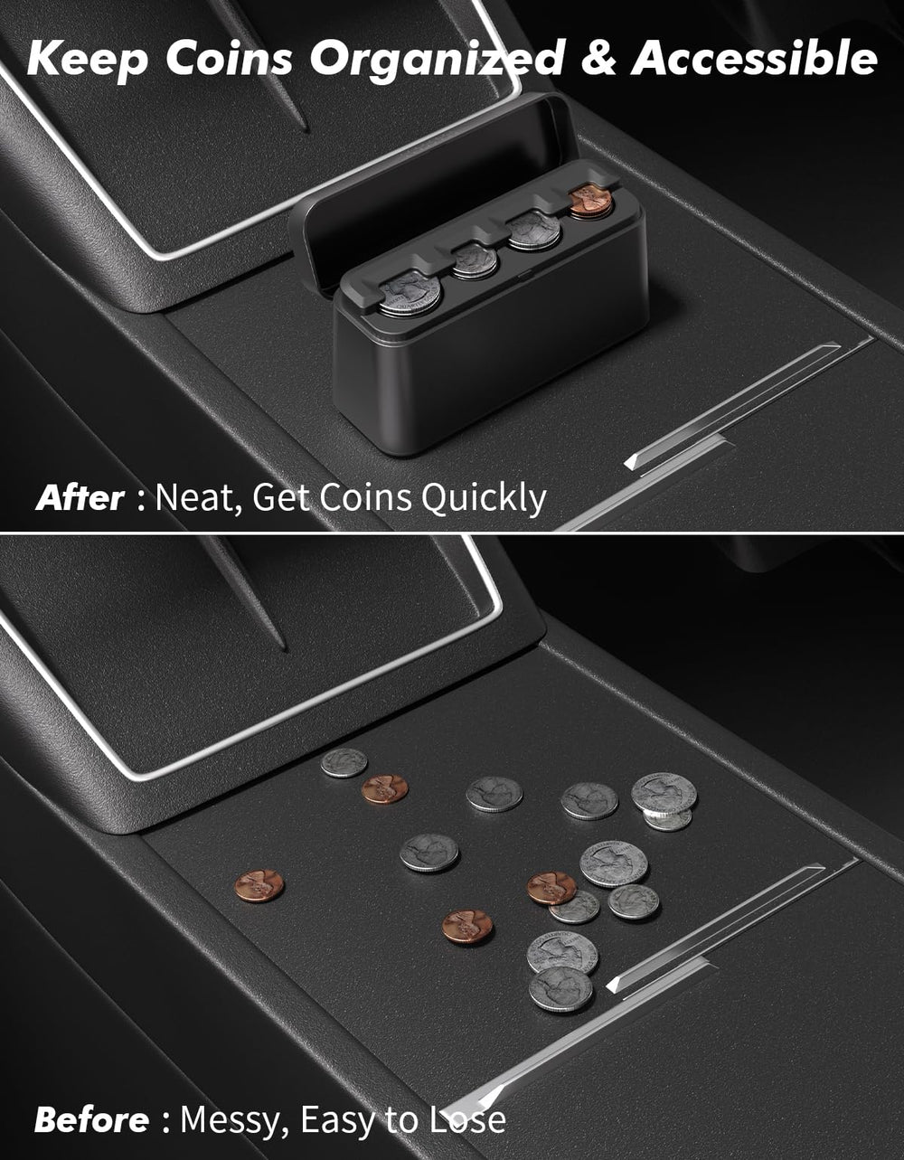 ANCHOM coin holder’s flip-top lid enables fast access while keeping coins secure.
