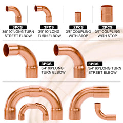 ANCIMOON copper fittings 3/4 90° long-turn street elbow ensuring clean airflow paths