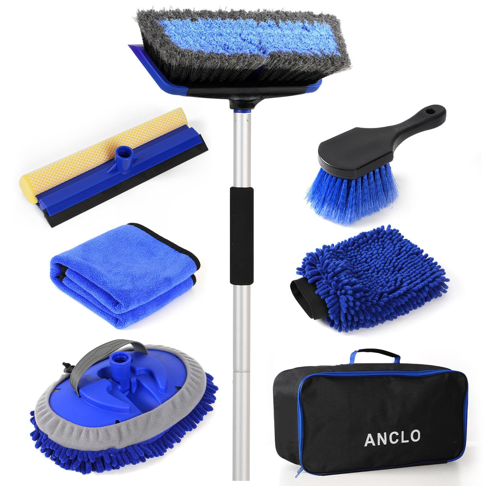 ANCLO 62 inch car wash brush extended handle for roof and hard-to-reach areas