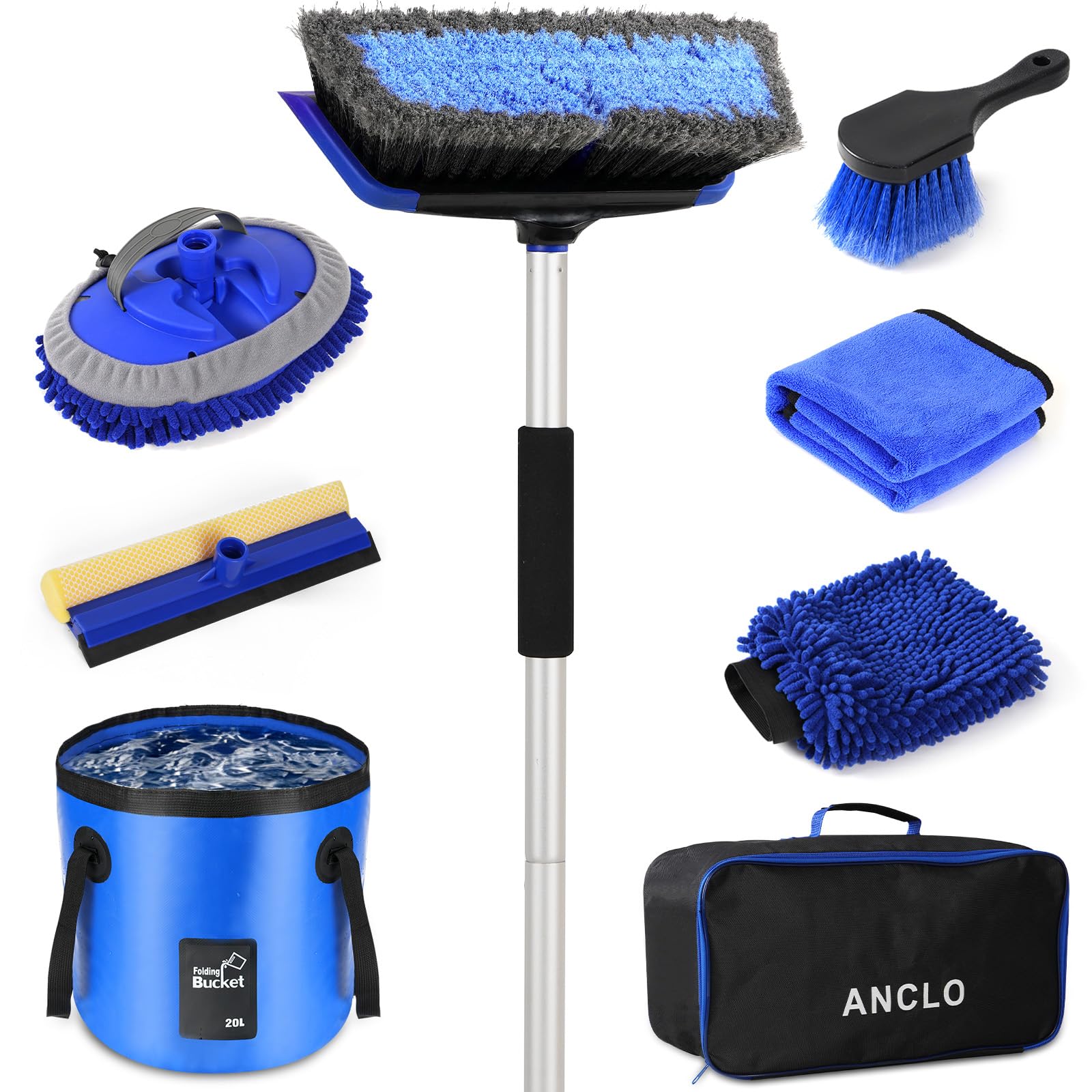 ANCLO 62-inch car wash brush extending reach for roofs and high surfaces.