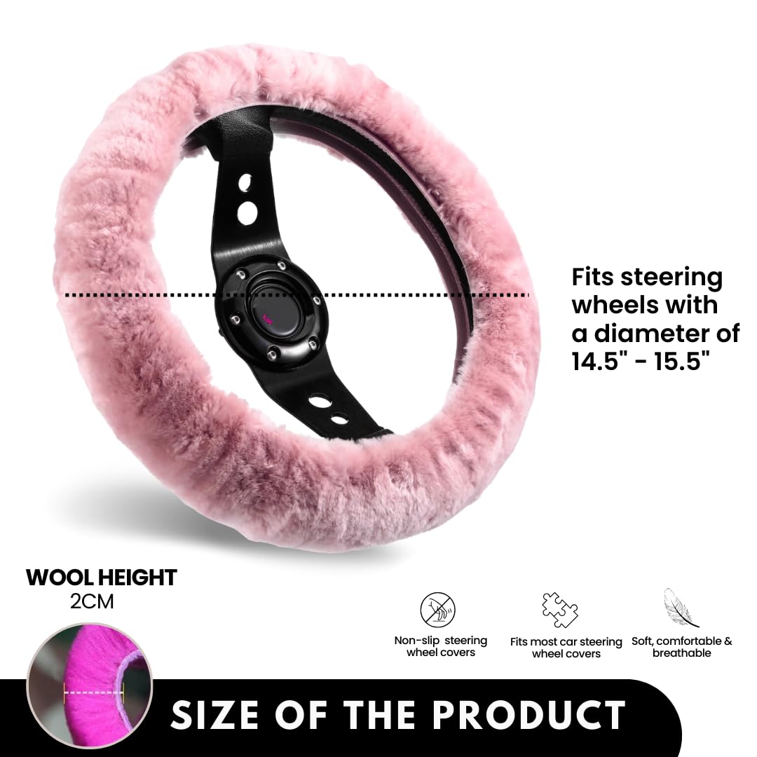 Andalus Brands fluffy steering wheel cover close-up showcases luxurious texture