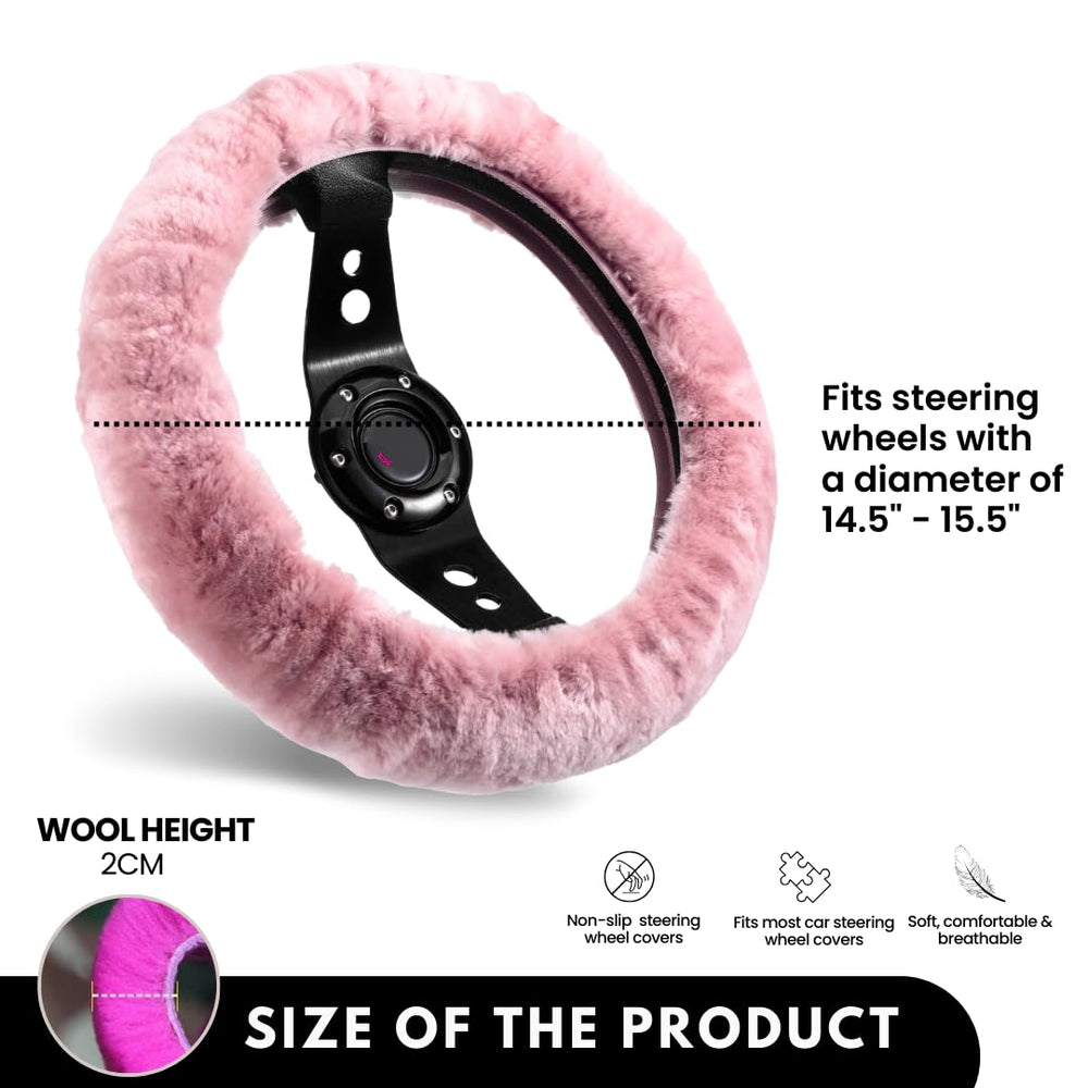 Andalus Brands fluffy steering wheel cover close-up showcases luxurious texture