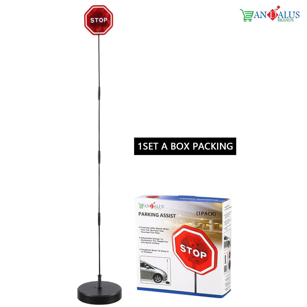 Andalus Brands LED stop sign pole proximity aids alignment in tight garages.